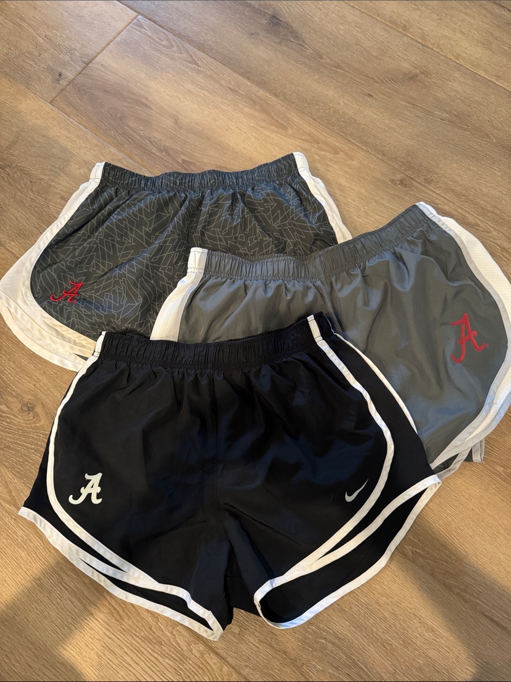 Nike Women's Black and Gray Athletic Shorts Pack with White Trim Sz M&L